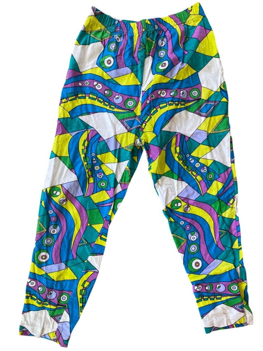 Vintage Womens Pants Pop Modern Art Neon Geometric 80s 90s Y2K Retro Small - Picture 1 of 7